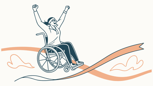 Disabled person in wheelchair raising arms in celebration, symbolizing freedom, achievement, accessibility, inclusion and active lifestyle