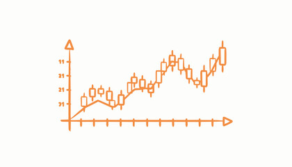 Obraz premium Stock Market Candlestick Chart Vector Illustration in Orange