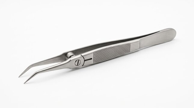 Metal curved tweezers for medical or beauty use