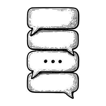 Hand Drawn Team Chat Thread with Stacked Bubbles Illustration
