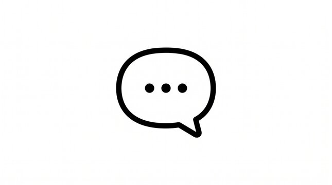 Minimalist black and white speech bubble icon with three dots indicating typing or waiting.