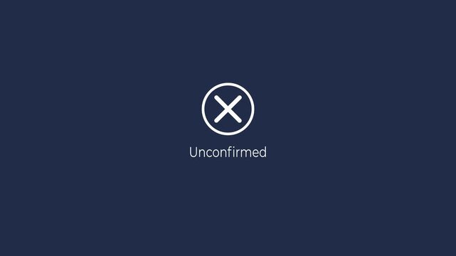 Unproven and unconfirmed concept with cross mark animation.  Crossed lines, denial concept, incorrect cross symbol animated red x mark for error or rejection.