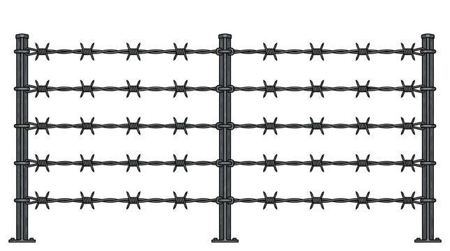 Barbed Wire Fence Security Barrier Protection Boundary.