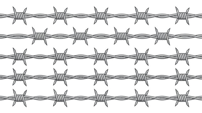 Barbed Wire Fence Pattern Close Up Detail.
