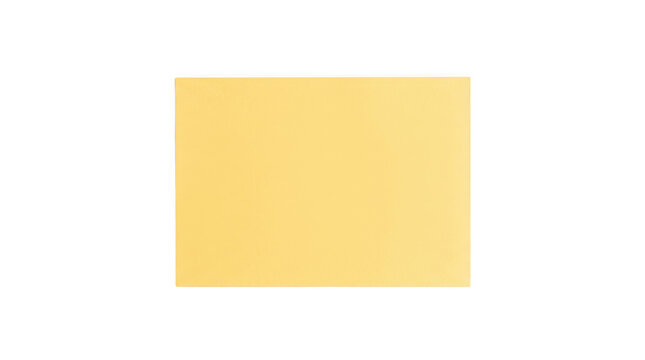 A blank, rectangular piece of light yellow paper or cardstock, positioned centrally against a plain transparent background, ideal for adding custom text, designs, or graphics