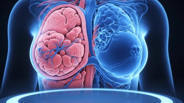 3D medical animation of the human brain in cutaway view. Cerebral anatomy and neural structures for neuroscience and healthcare education.