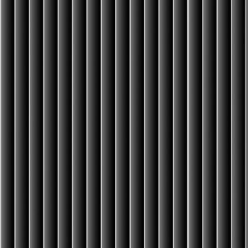 Seamless abstract modern background featuring parallel vertical black and grey gradient lines with a 3D ribbed column effect, suitable for wallpapers, covers, and graphic design.