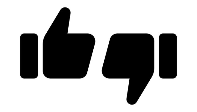 Thumbs up and thumbs down icons. Like and dislike symbol set.