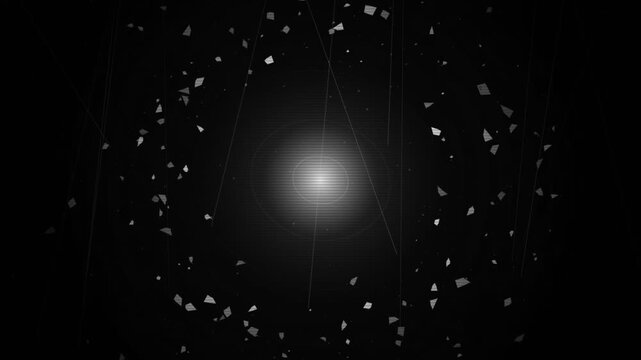 Abstract dark background with glowing light and floating particles