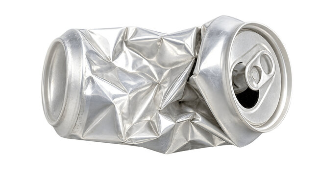 Crumpled Empty 330ml Soda or Beer Can Isolated on Transparent Background