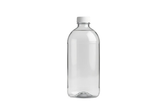 Clear plastic bottle with white screw cap isolated