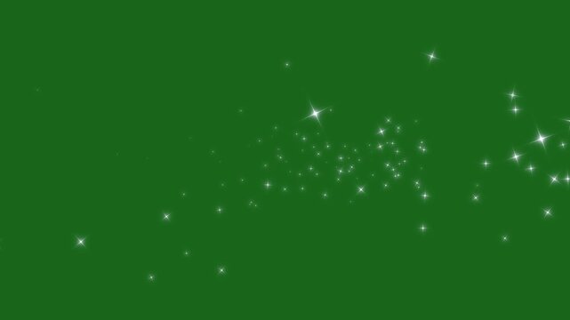 2D glitter stars line animation, magic glitter sparkle trail, glowing doodle stars, white twinkling particles, starlight dust line, fairy sparkle blinking burst on green screen. 4k video