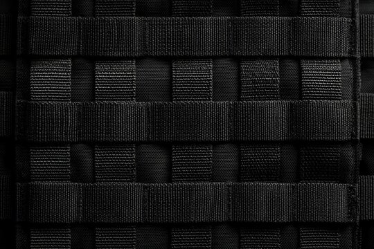 Black tactical webbing forming a strong, durable, and modular grid pattern
