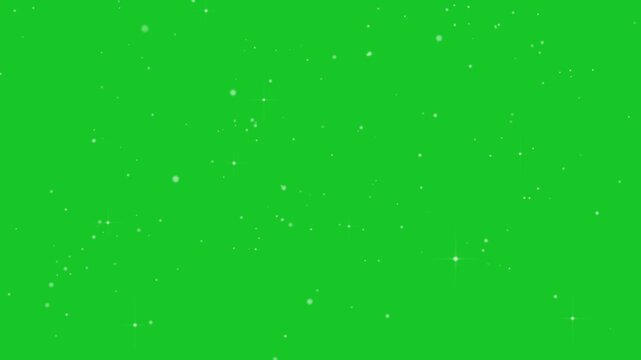 Falling Twinkling Stars on Green Screen Background, Sparkling Starfall Animation for Video Editing, Compositing, Overlays, Motion Graphics, Visual Effects and Stock Footage