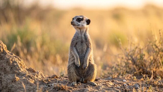 meerkat close up at morning light in the kalahari desert botswana video