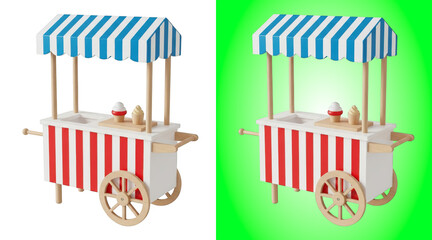 Toy wooden ice cream stall cart 3D rendering © Salauddin
