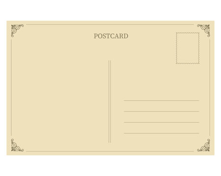 Vintage Empty back of vector airmail postcard template with postage stamps. Ideal for design, card illustration
