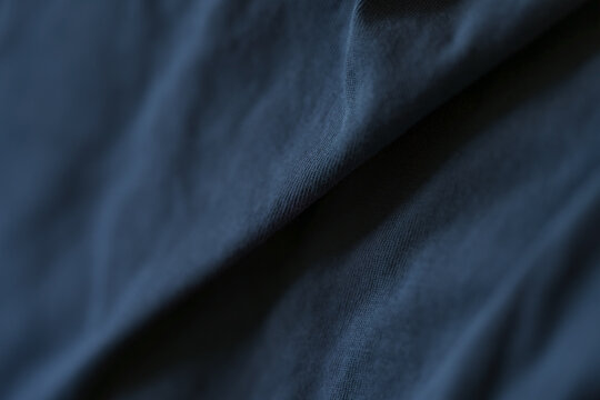 Closeup of dark blue cotton fabric for clothing