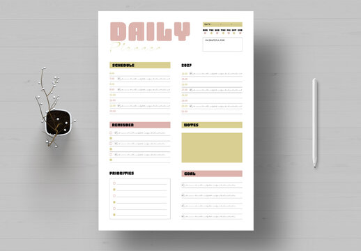 Daily Planner Template Layout