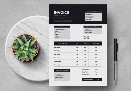 Invoice Template Design for Business and Professional Billing