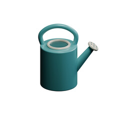 Small teal plastic watering can on transparent background © TALAL