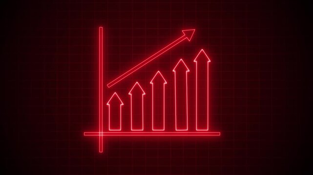 Neon Business Dashboard Animation with Rising Revenue and Growth Metrics