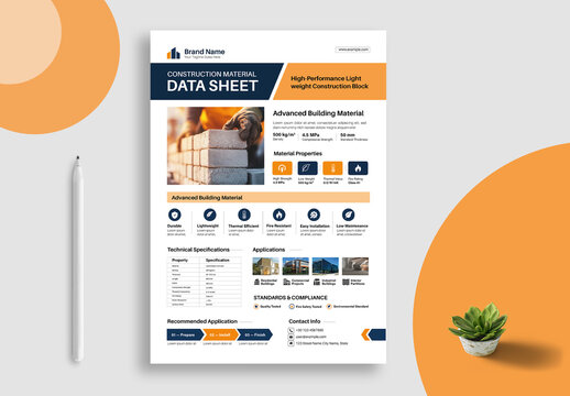 Modern Construction Material Data Sheet Template