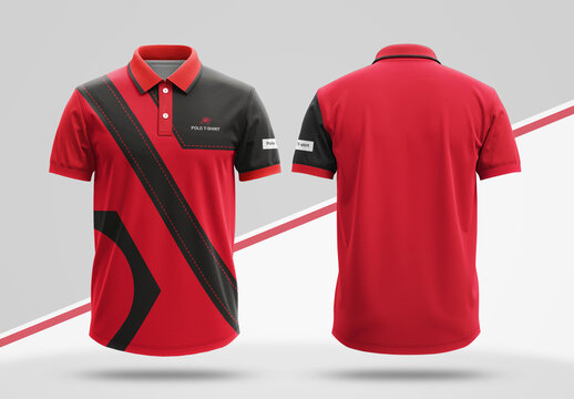 Modern Black Red Polo Shirt