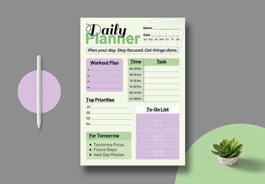 Printable Daily Planner Template Layout