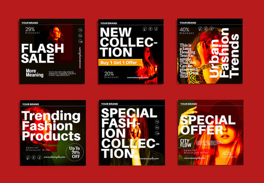Bold Fashion Sale Promotion Social Media Template Collection