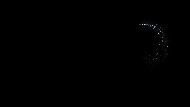Twinkle sparkle stars animation, particles sparkling glitter trail, glitter line transition, particles magic tail sparkling glitter star dust trail loop animation on black background. 4k video effect