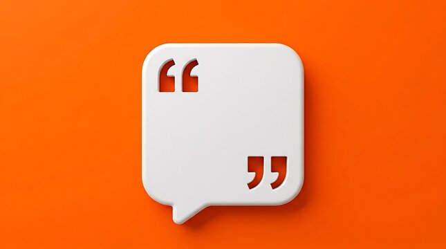 A clean white speech bubble is isolated against a bright vibrant orange backdrop symbolizing communication and providing ample room for text or