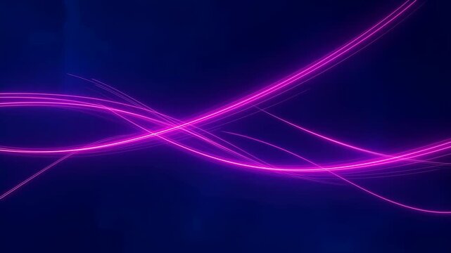 Magenta light trails flow through a dark blue abstract digital space. Technology presentations, digital title, and website headers.
