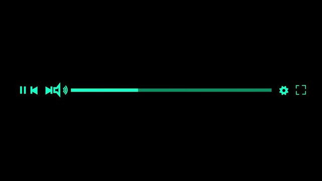 Media player template scroll bar button with audio reactor, Music time line or video track player, Time line bar moving as song media playing Animation. music player
