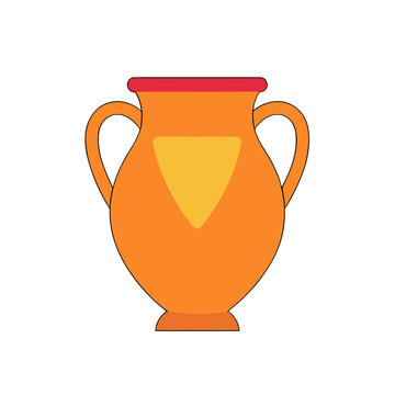 Orange amphora with red rim and yellow triangle