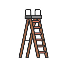 Wooden ladder with orange steps © resa