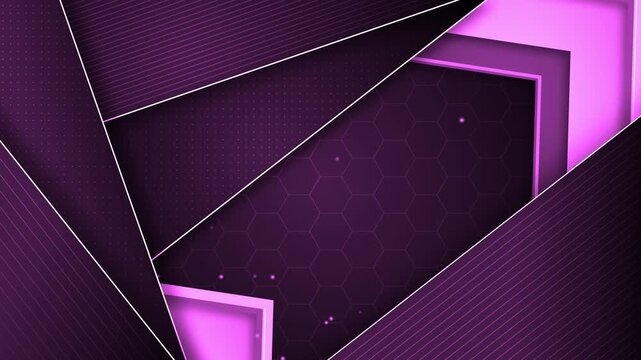Abstract dark geometric background with layered framed shapes animation, Geometric modern tech style design with copy space