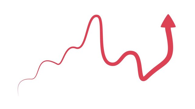 Curved upward arrow growth progress and direction minimal animation