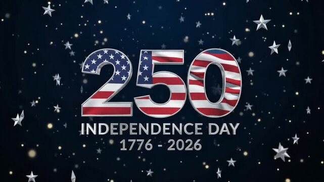 250th Independence Day Celebration USA Flag Stars Patriotism Design 4k