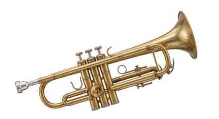 Obraz premium Brass Trumpet Musical Instrument Isolated on Transparent Background