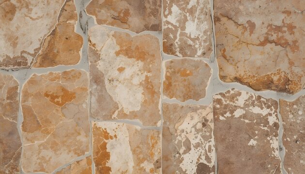 Rustic natural stone tile texture background with irregular patterns and earthy tones, ideal for flooring, wall cladding, or outdoor paving designs