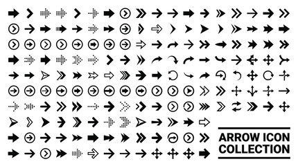 Fototapeta premium Black arrow vector icon collection featuring diverse geometric shapes for professional web and digital design projects