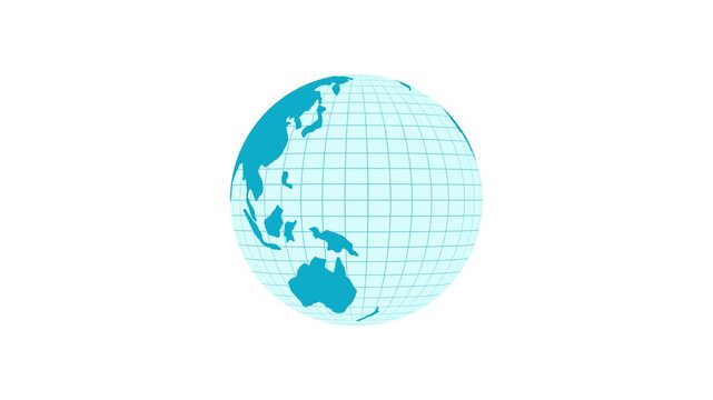 Stylized globe with grid lines minimalist planet earth map animation