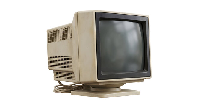 Vintage Desktop Computer Monitor Isolated on Transparent Background
