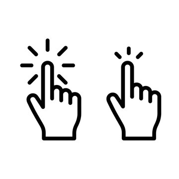 Set of two hand cursor icons with click effect for website design