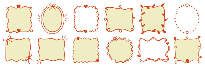 Fototapeta premium Hand drawn decorative label frames for scrapbook, greeting card and stationery design