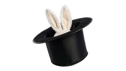 Black magician top hat with bunny ears isolated on transparent background © Olga