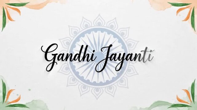 Gandhi Jayanti Indian Holiday Celebration with Ashoka Chakra Design 4k