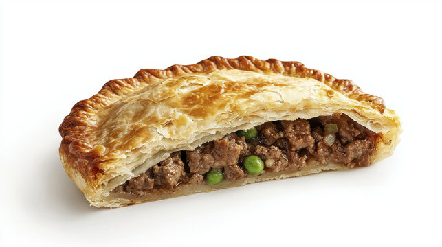 Delicious meat pie with flaky crust, filled with savory minced meat and green peas, perfect for hearty meal