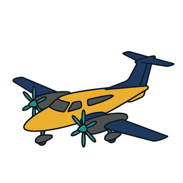 Cartoon twin-engine airplane